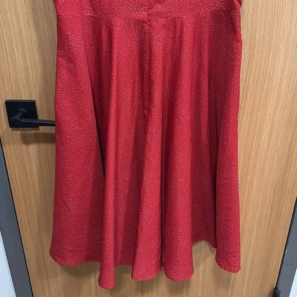 Red PolkaDot keyhole front bow tie flare dress - Picture 6 of 10